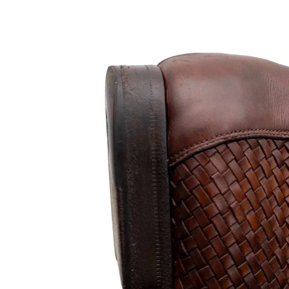 Santoni Woven Leather Loafers Mens US 10.5 UK 9.5 EU 44 Brown Handwoven